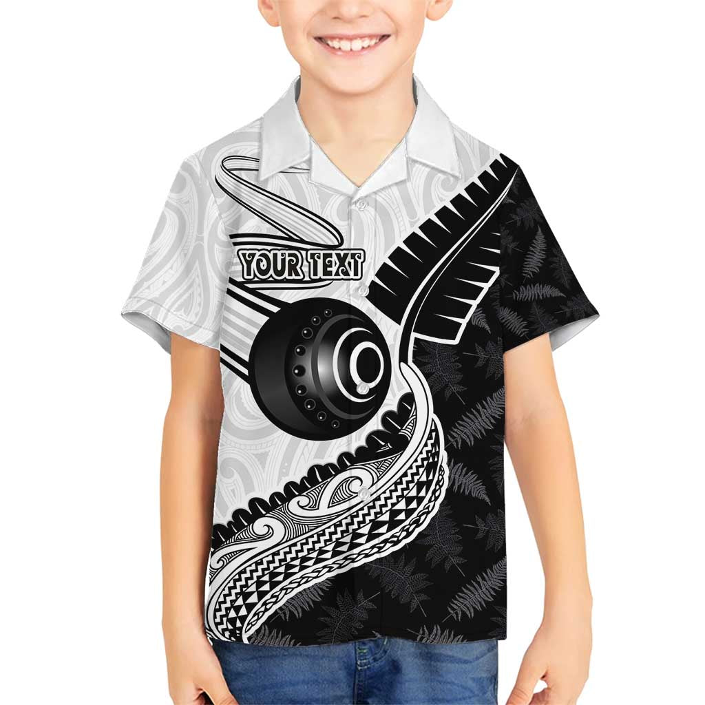 Personalised Aotearoa Lawn Bowls Family Matching Off Shoulder Short Dress and Hawaiian Shirt Maori and Silver Fern Half Style - Polynesian Pride