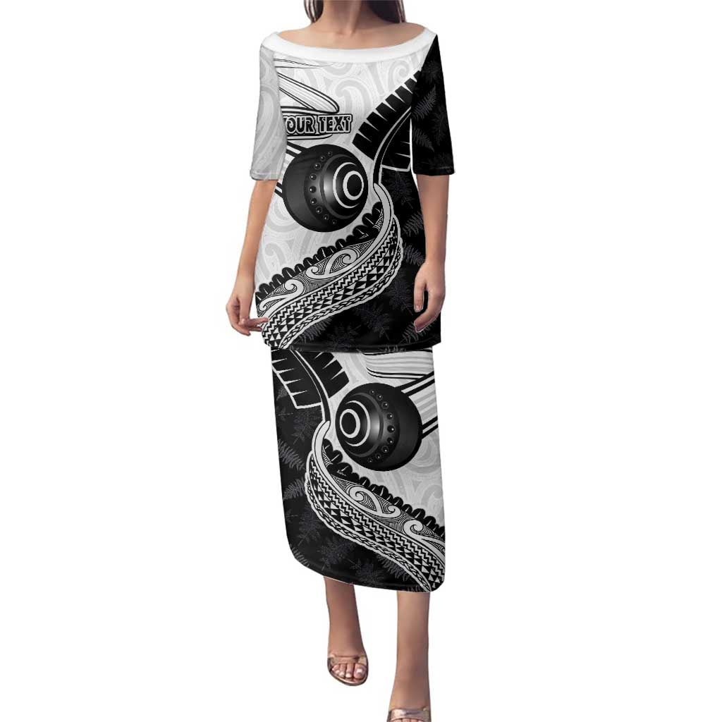 Personalised Aotearoa Lawn Bowls Family Matching Puletasi and Hawaiian Shirt Maori and Silver Fern Half Style - Polynesian Pride