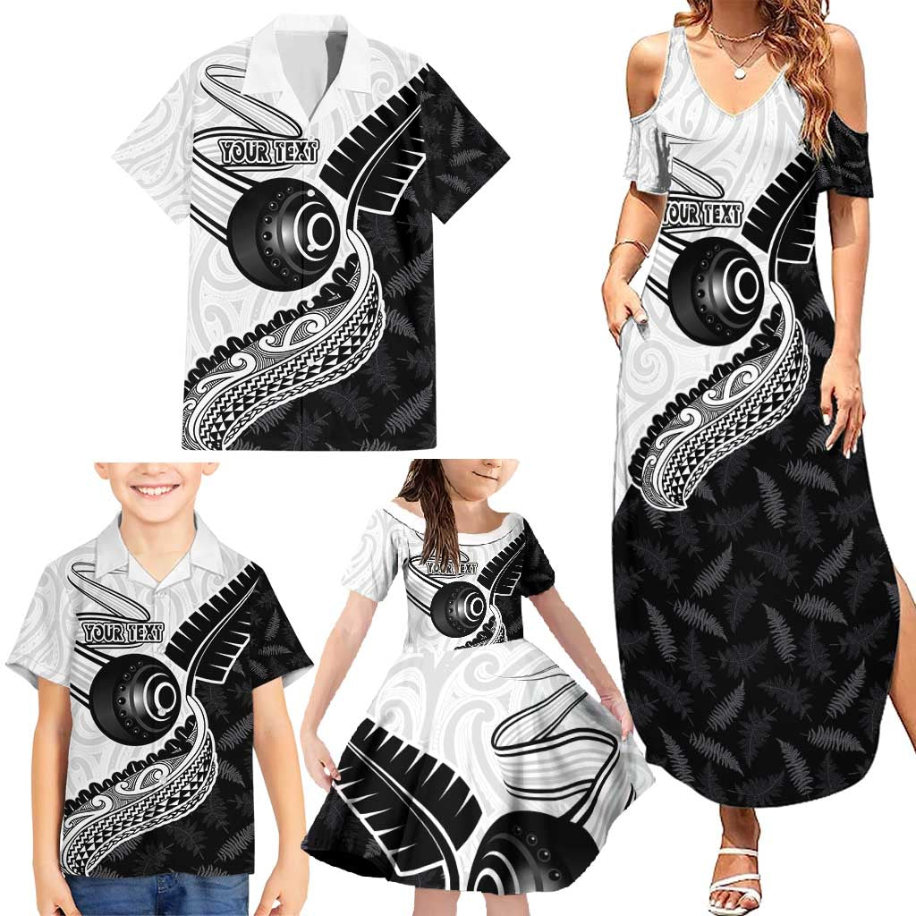 Personalised Aotearoa Lawn Bowls Family Matching Summer Maxi Dress and Hawaiian Shirt Maori and Silver Fern Half Style - Polynesian Pride