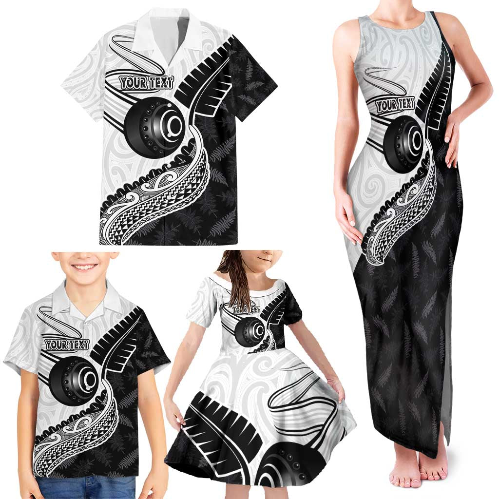 Personalised Aotearoa Lawn Bowls Family Matching Tank Maxi Dress and Hawaiian Shirt Maori and Silver Fern Half Style LT03 - Polynesian Pride