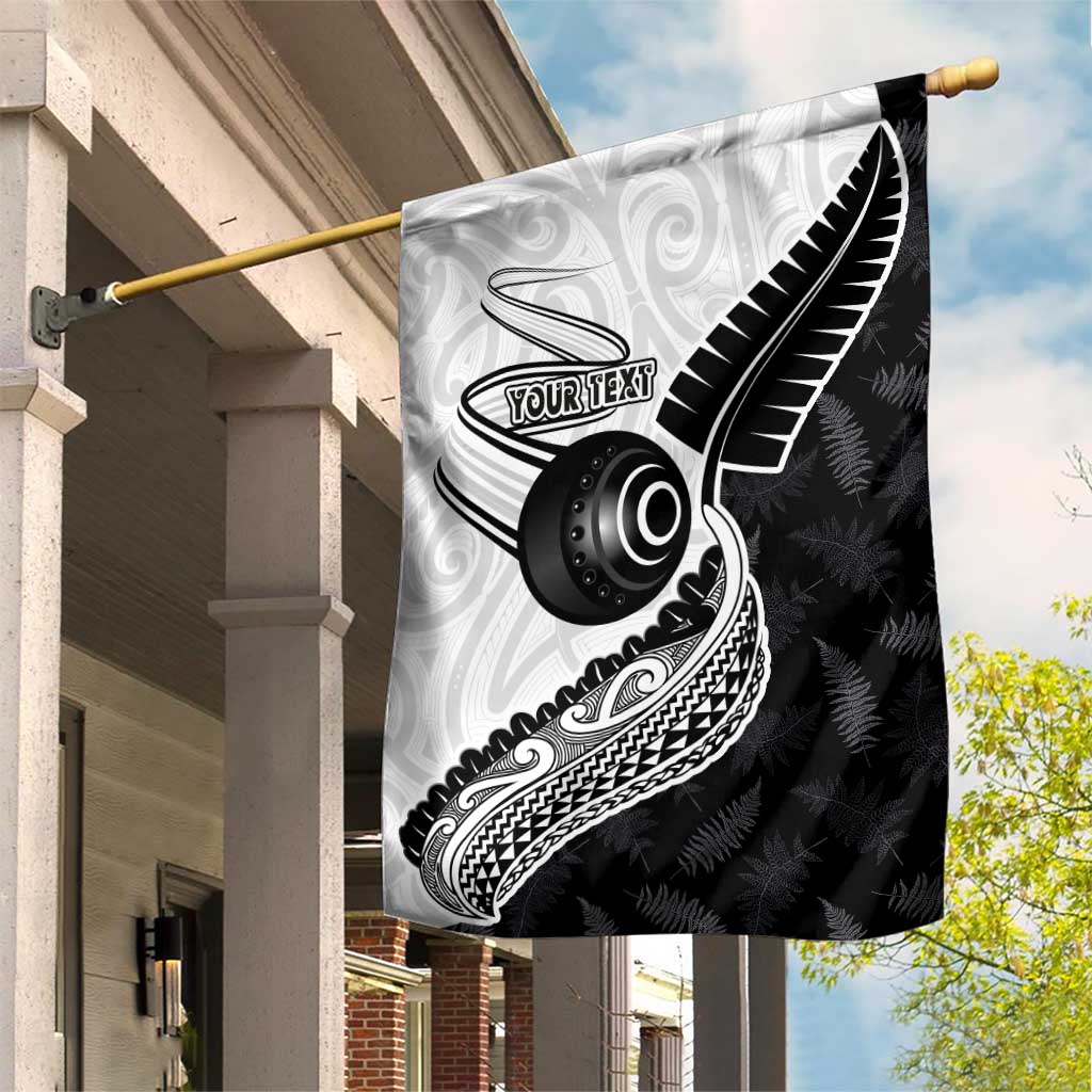 Personalised Aotearoa Lawn Bowls Garden Flag Maori and Silver Fern Half Style - Polynesian Pride