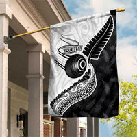 Personalised Aotearoa Lawn Bowls Garden Flag Maori and Silver Fern Half Style - Polynesian Pride
