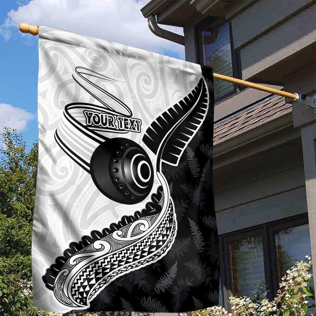 Personalised Aotearoa Lawn Bowls Garden Flag Maori and Silver Fern Half Style - Polynesian Pride