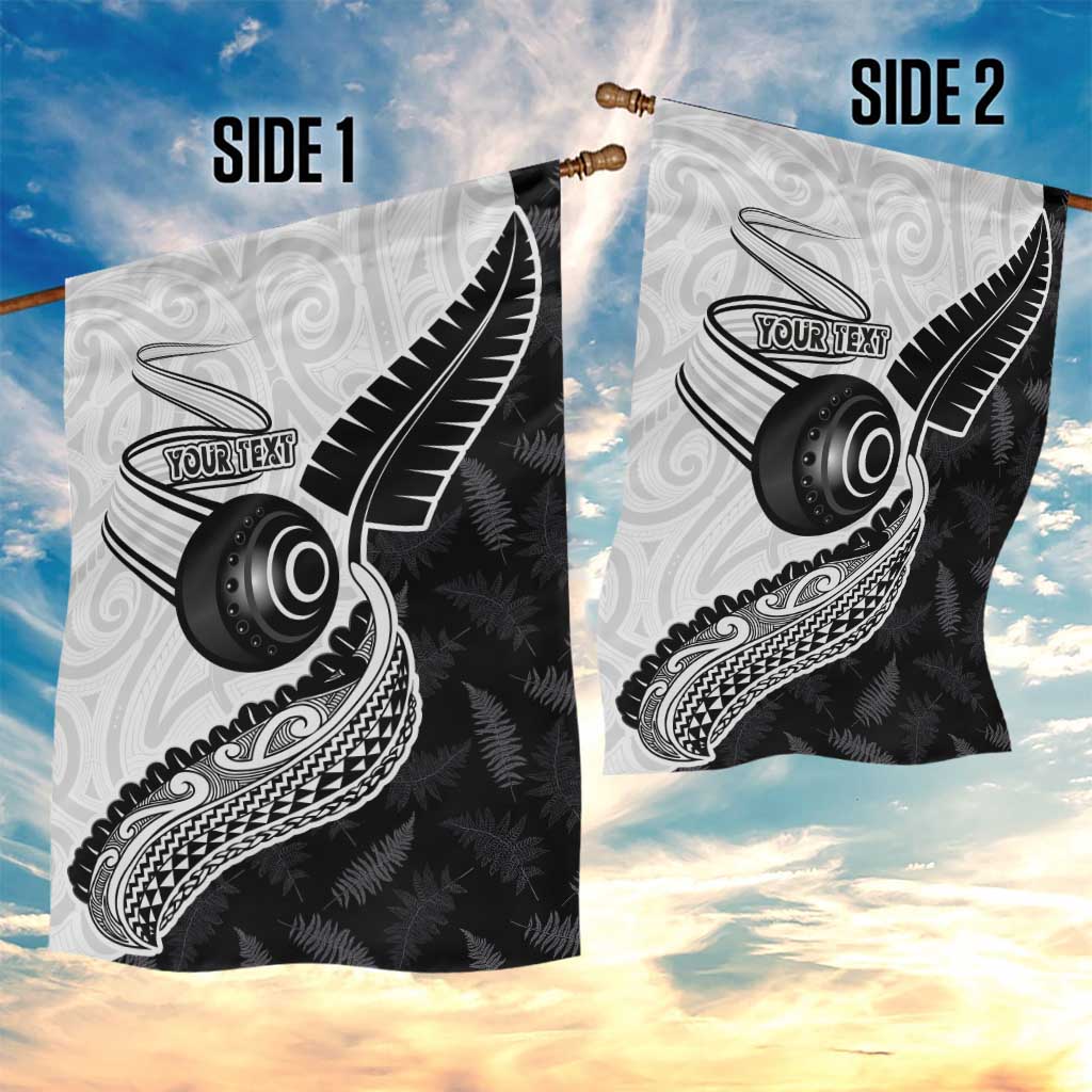 Personalised Aotearoa Lawn Bowls Garden Flag Maori and Silver Fern Half Style - Polynesian Pride