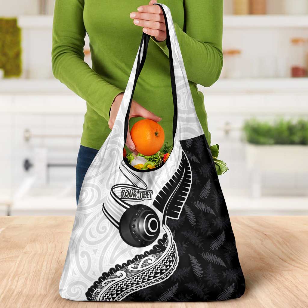 Personalised Aotearoa Lawn Bowls Grocery Bag Maori and Silver Fern Half Style - Polynesian Pride
