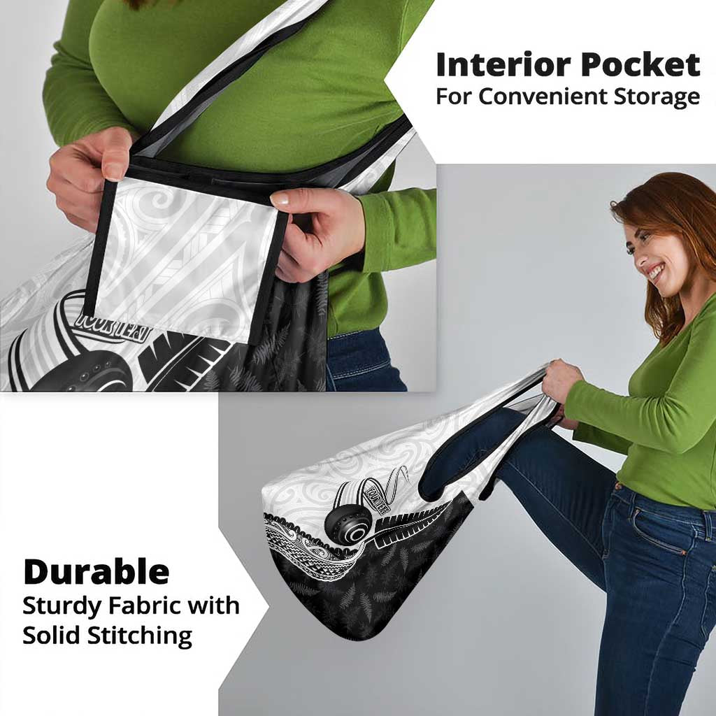 Personalised Aotearoa Lawn Bowls Grocery Bag Maori and Silver Fern Half Style - Polynesian Pride