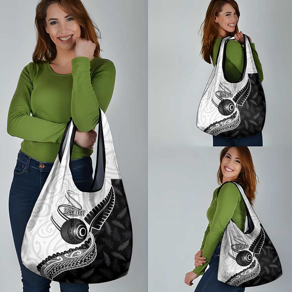 Personalised Aotearoa Lawn Bowls Grocery Bag Maori and Silver Fern Half Style - Polynesian Pride