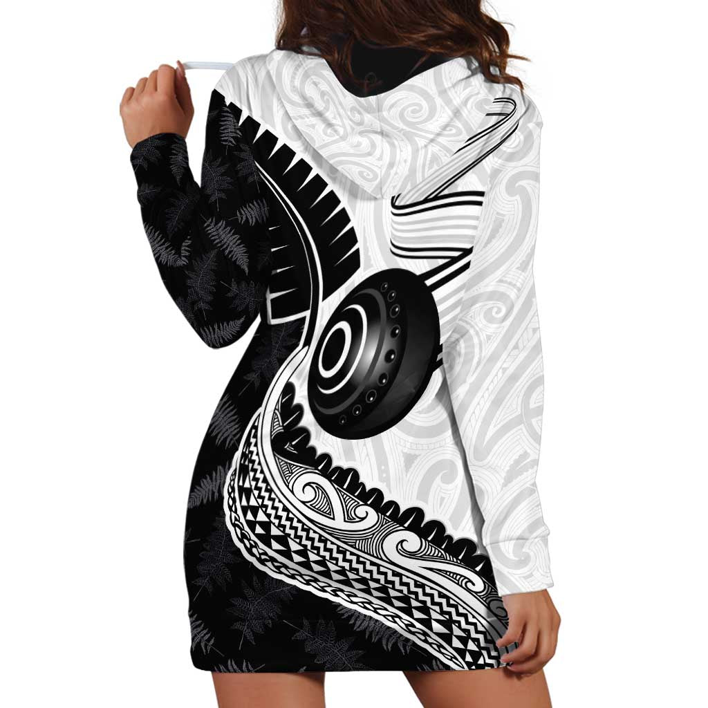 Personalised Aotearoa Lawn Bowls Hoodie Dress Maori and Silver Fern Half Style - Polynesian Pride