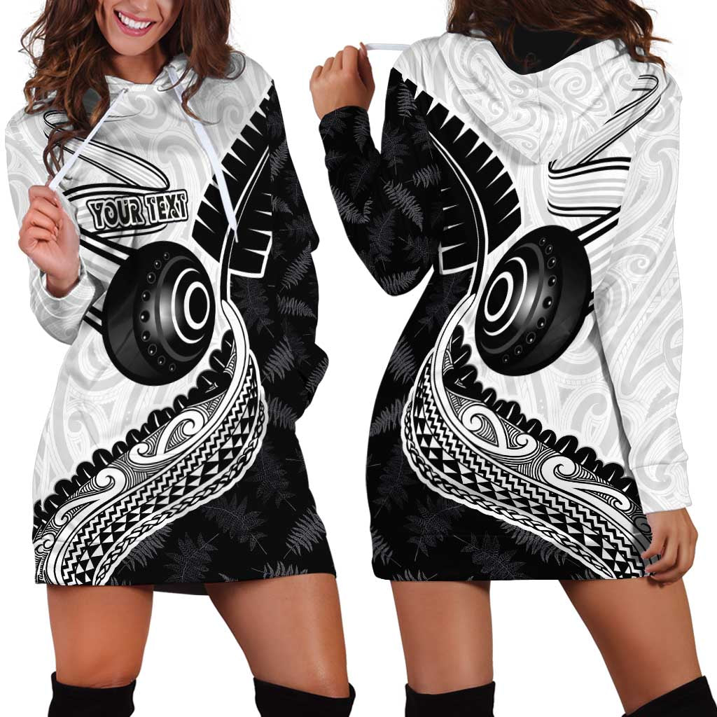 Personalised Aotearoa Lawn Bowls Hoodie Dress Maori and Silver Fern Half Style - Polynesian Pride