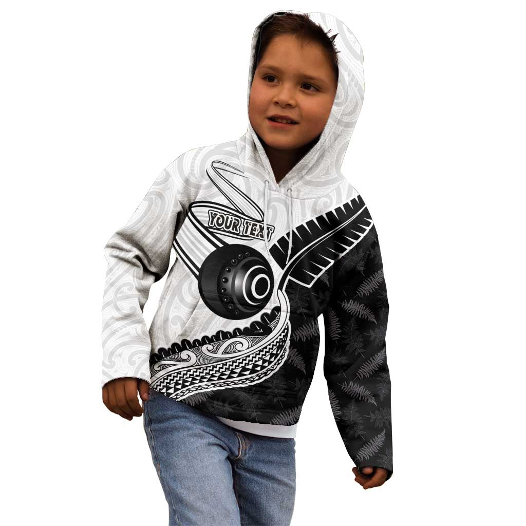 Personalised Aotearoa Lawn Bowls Kid Hoodie Maori and Silver Fern Half Style - Polynesian Pride