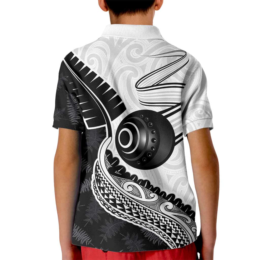Personalised Aotearoa Lawn Bowls Kid Polo Shirt Maori and Silver Fern Half Style - Polynesian Pride