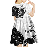 Personalised Aotearoa Lawn Bowls Kid Short Sleeve Dress Maori and Silver Fern Half Style - Polynesian Pride