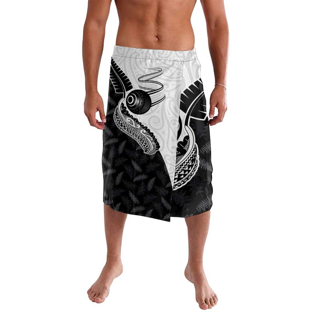 Aotearoa Lawn Bowls Lavalava Maori and Silver Fern Half Style LT03 White - Polynesian Pride