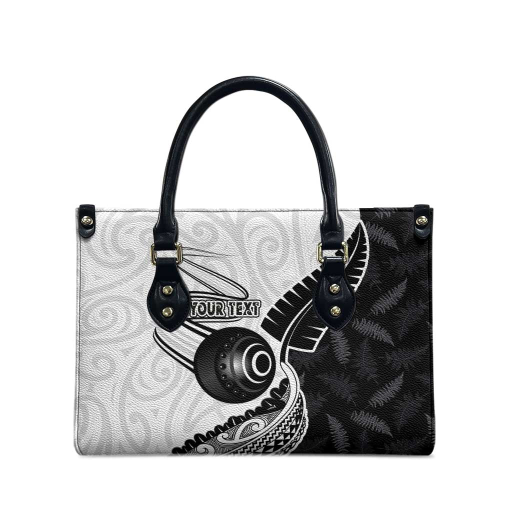 Personalised Aotearoa Lawn Bowls Leather Bag Maori and Silver Fern Half Style - Polynesian Pride