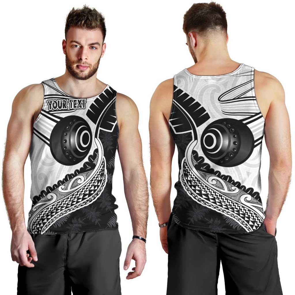 Personalised Aotearoa Lawn Bowls Men Tank Top Maori and Silver Fern Half Style - Polynesian Pride