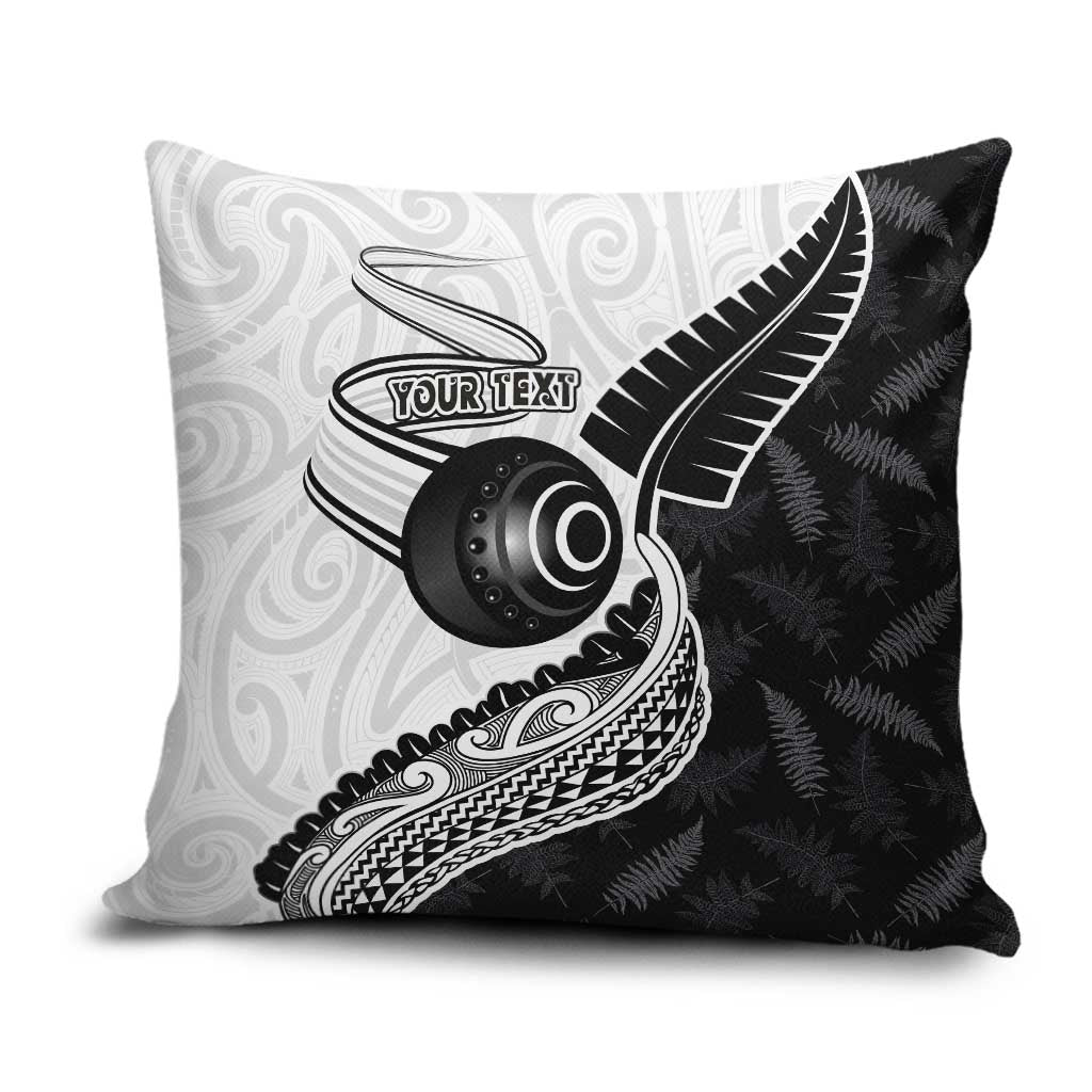 Personalised Aotearoa Lawn Bowls Pillow Cover Maori and Silver Fern Half Style - Polynesian Pride