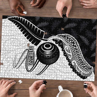 Personalised Aotearoa Lawn Bowls Puzzle Maori and Silver Fern Half Style - Polynesian Pride
