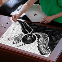 Personalised Aotearoa Lawn Bowls Puzzle Maori and Silver Fern Half Style - Polynesian Pride