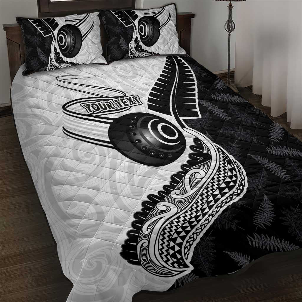 Personalised Aotearoa Lawn Bowls Quilt Bed Set Maori and Silver Fern Half Style LT03 White - Polynesian Pride