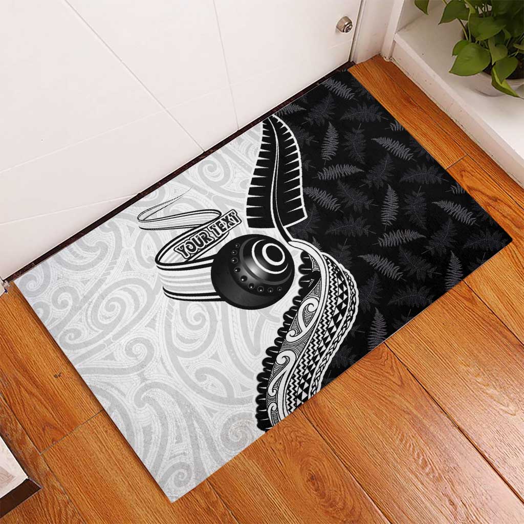 Personalised Aotearoa Lawn Bowls Rubber Doormat Maori and Silver Fern Half Style - Polynesian Pride