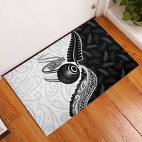 Personalised Aotearoa Lawn Bowls Rubber Doormat Maori and Silver Fern Half Style - Polynesian Pride