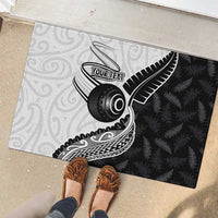 Personalised Aotearoa Lawn Bowls Rubber Doormat Maori and Silver Fern Half Style - Polynesian Pride