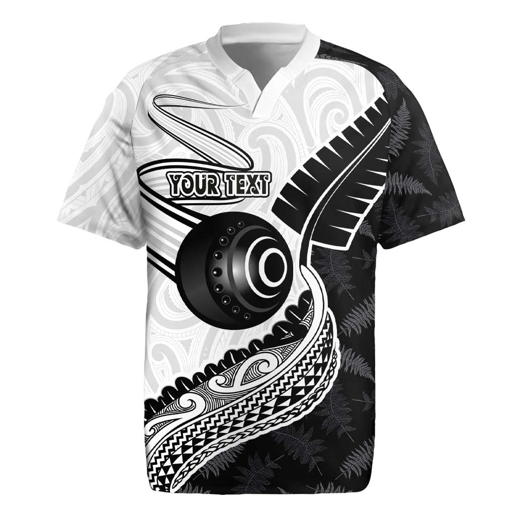 Personalised Aotearoa Lawn Bowls Rugby Jersey Maori and Silver Fern Half Style - Polynesian Pride