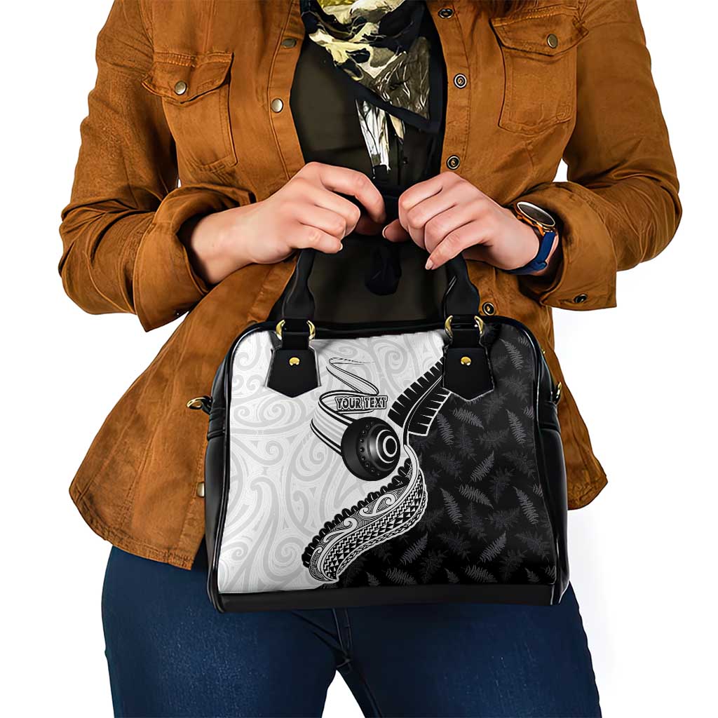 Personalised Aotearoa Lawn Bowls Shoulder Handbag Maori and Silver Fern Half Style - Polynesian Pride