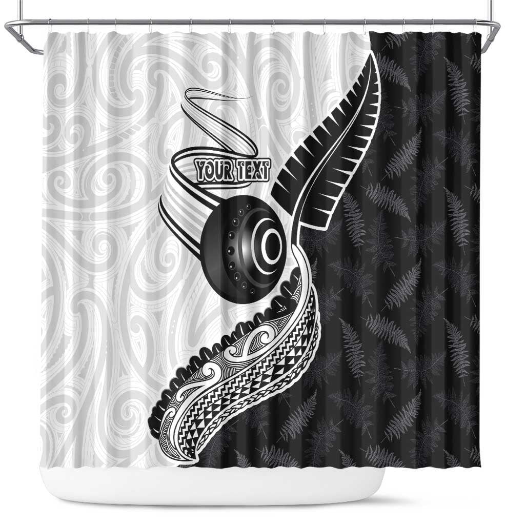 Personalised Aotearoa Lawn Bowls Shower Curtain Maori and Silver Fern Half Style - Polynesian Pride