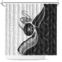 Personalised Aotearoa Lawn Bowls Shower Curtain Maori and Silver Fern Half Style - Polynesian Pride