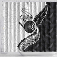 Personalised Aotearoa Lawn Bowls Shower Curtain Maori and Silver Fern Half Style - Polynesian Pride