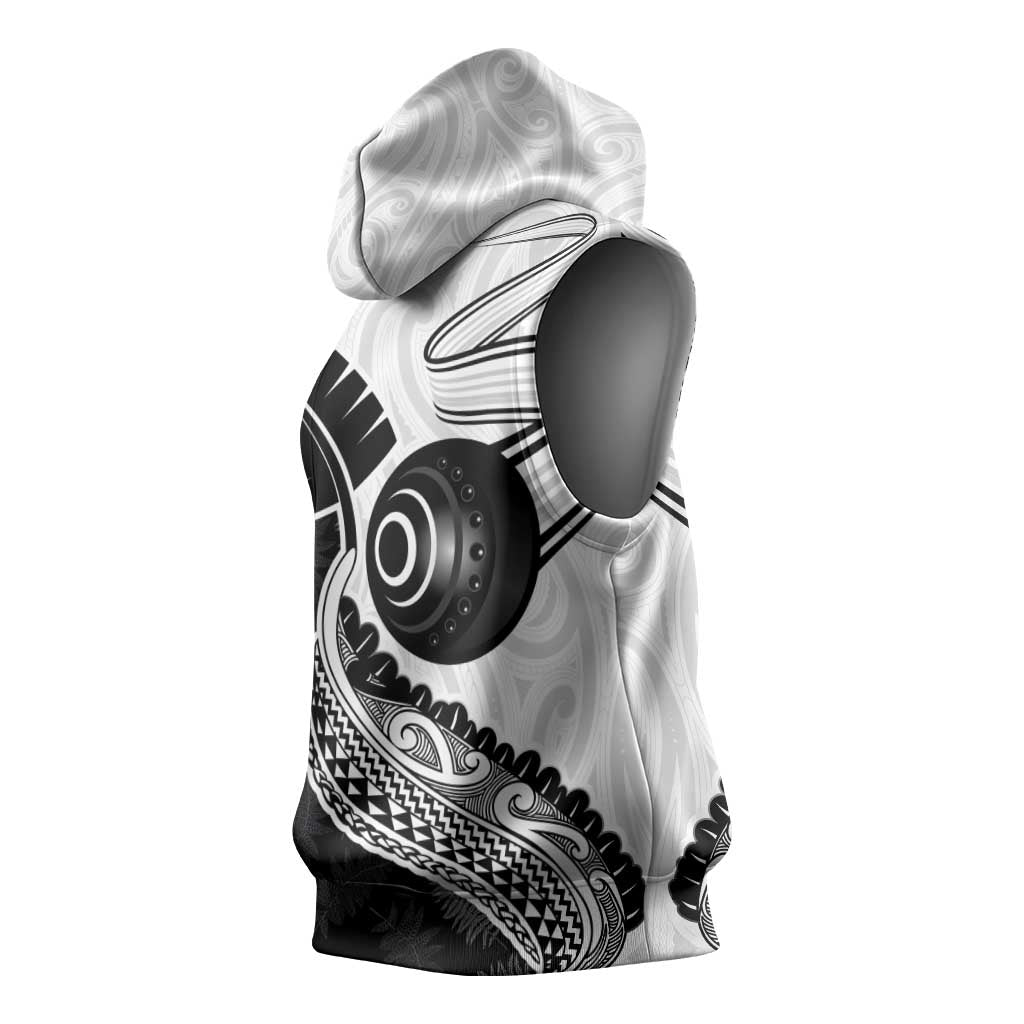 Personalised Aotearoa Lawn Bowls Sleeveless Hoodie Maori and Silver Fern Half Style - Polynesian Pride
