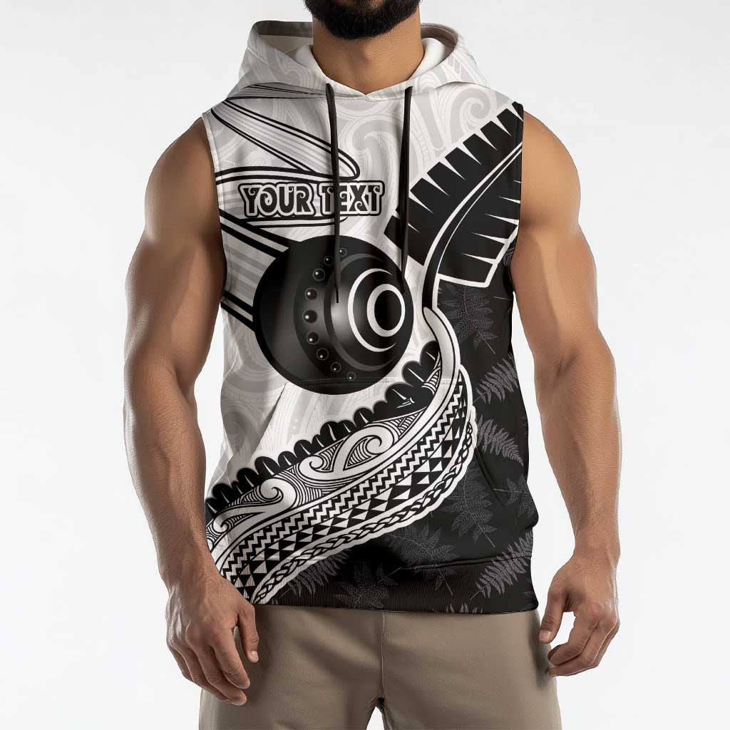 Personalised Aotearoa Lawn Bowls Sleeveless Hoodie Maori and Silver Fern Half Style - Polynesian Pride