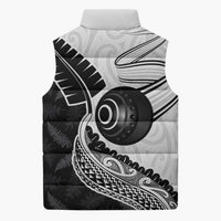 Personalised Aotearoa Lawn Bowls Sleeveless Puffer Jacket Maori and Silver Fern Half Style - Polynesian Pride