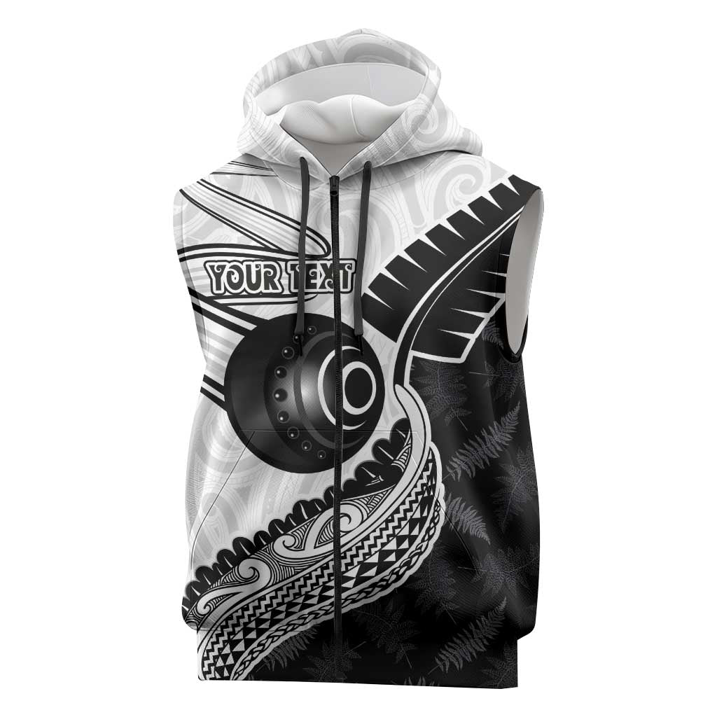 Personalised Aotearoa Lawn Bowls Sleeveless Zip Hoodie Maori and Silver Fern Half Style - Polynesian Pride