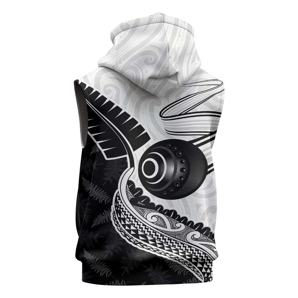 Personalised Aotearoa Lawn Bowls Sleeveless Zip Hoodie Maori and Silver Fern Half Style - Polynesian Pride