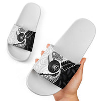 Personalised Aotearoa Lawn Bowls Slide Sandals Maori and Silver Fern Half Style - Polynesian Pride