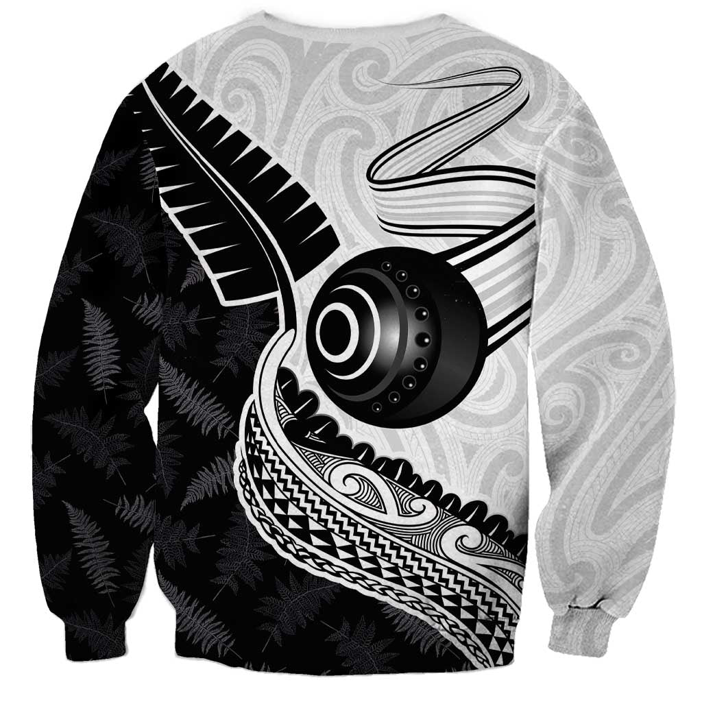 Personalised Aotearoa Lawn Bowls Sweatshirt Maori and Silver Fern Half Style - Polynesian Pride