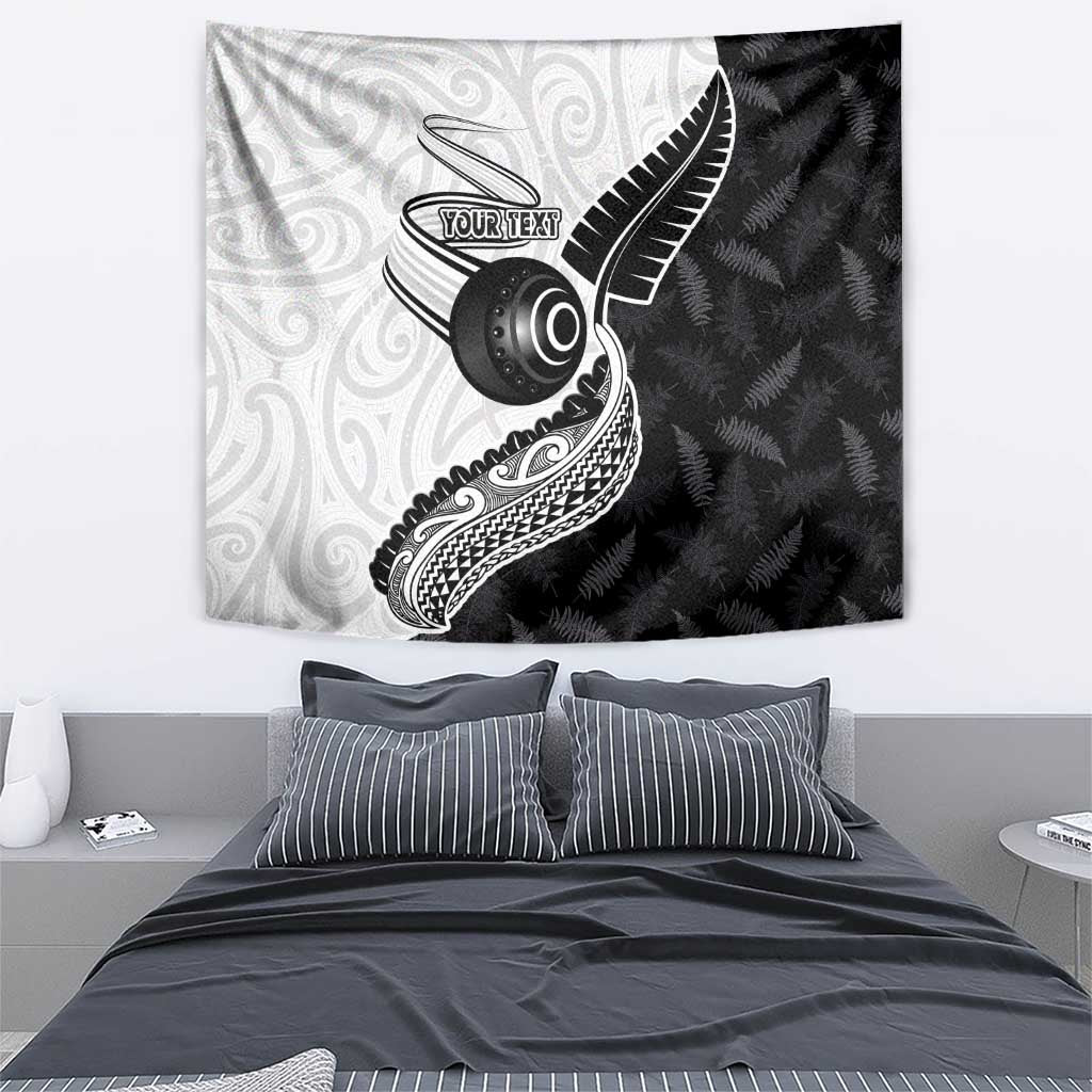 Personalised Aotearoa Lawn Bowls Tapestry Maori and Silver Fern Half Style - Polynesian Pride