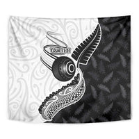 Personalised Aotearoa Lawn Bowls Tapestry Maori and Silver Fern Half Style - Polynesian Pride