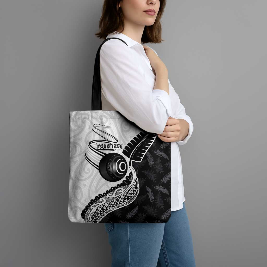Personalised Aotearoa Lawn Bowls Tote Bag Maori and Silver Fern Half Style - Polynesian Pride