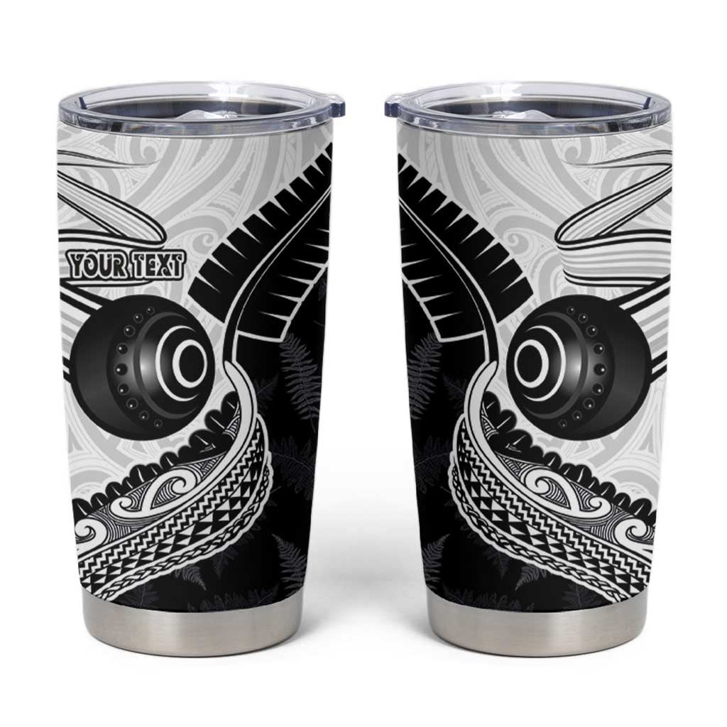 Personalised Aotearoa Lawn Bowls Tumbler Cup Maori and Silver Fern Half Style - Polynesian Pride