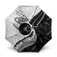 Personalised Aotearoa Lawn Bowls Umbrella Maori and Silver Fern Half Style - Polynesian Pride