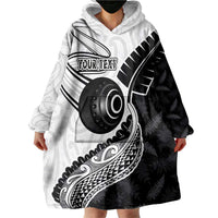 Personalised Aotearoa Lawn Bowls Wearable Blanket Hoodie Maori and Silver Fern Half Style - Polynesian Pride