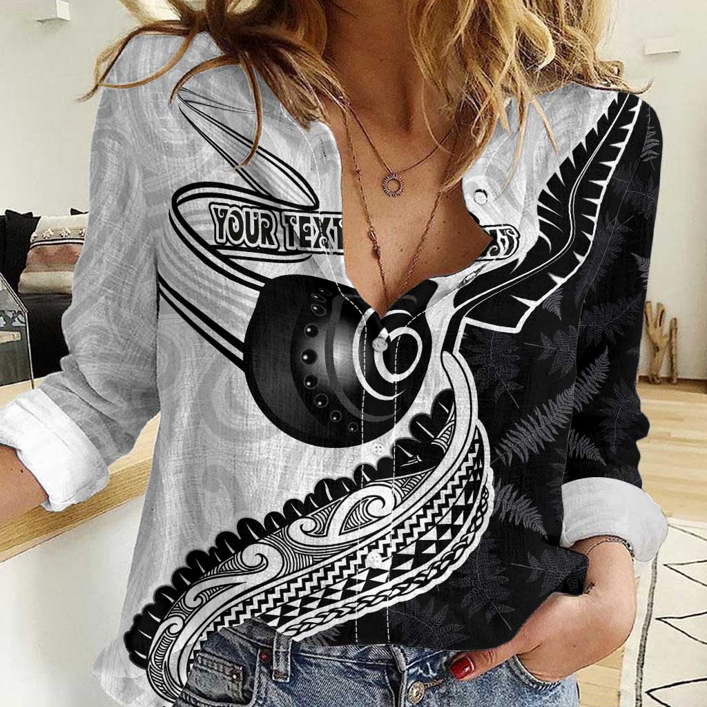Personalised Aotearoa Lawn Bowls Women Casual Shirt Maori and Silver Fern Half Style - Polynesian Pride