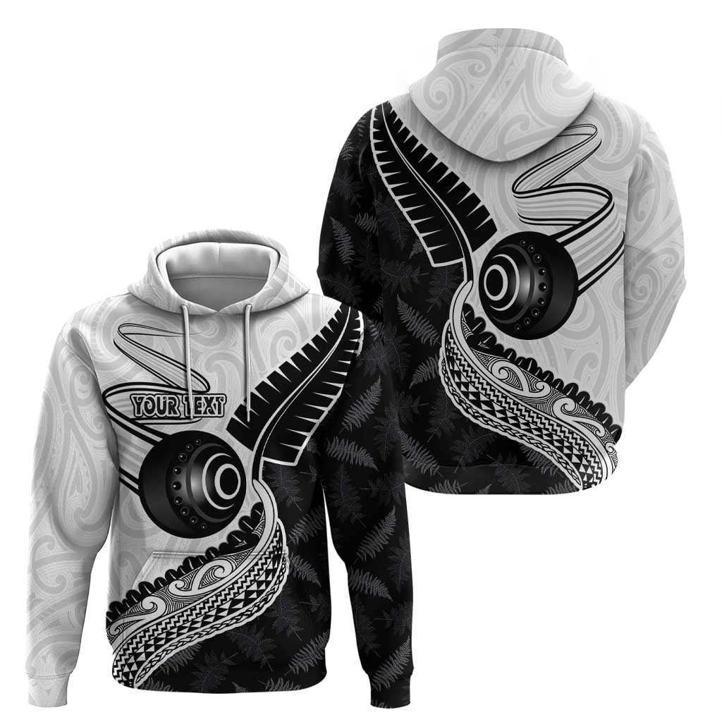 Personalised Aotearoa Lawn Bowls Zip Hoodie Maori and Silver Fern Half Style - Polynesian Pride