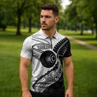 Personalised Aotearoa Lawn Bowls Zipper Polo Shirt Maori and Silver Fern Half Style - Polynesian Pride