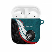 Personalised Aotearoa Lawn Bowls AirPods Case Maori and Silver Fern Sporty Style Teal Color - Polynesian Pride