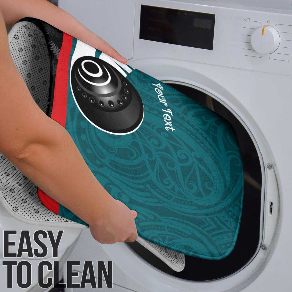 Personalised Aotearoa Lawn Bowls Bathroom Set Maori and Silver Fern Sporty Style Teal Color - Polynesian Pride