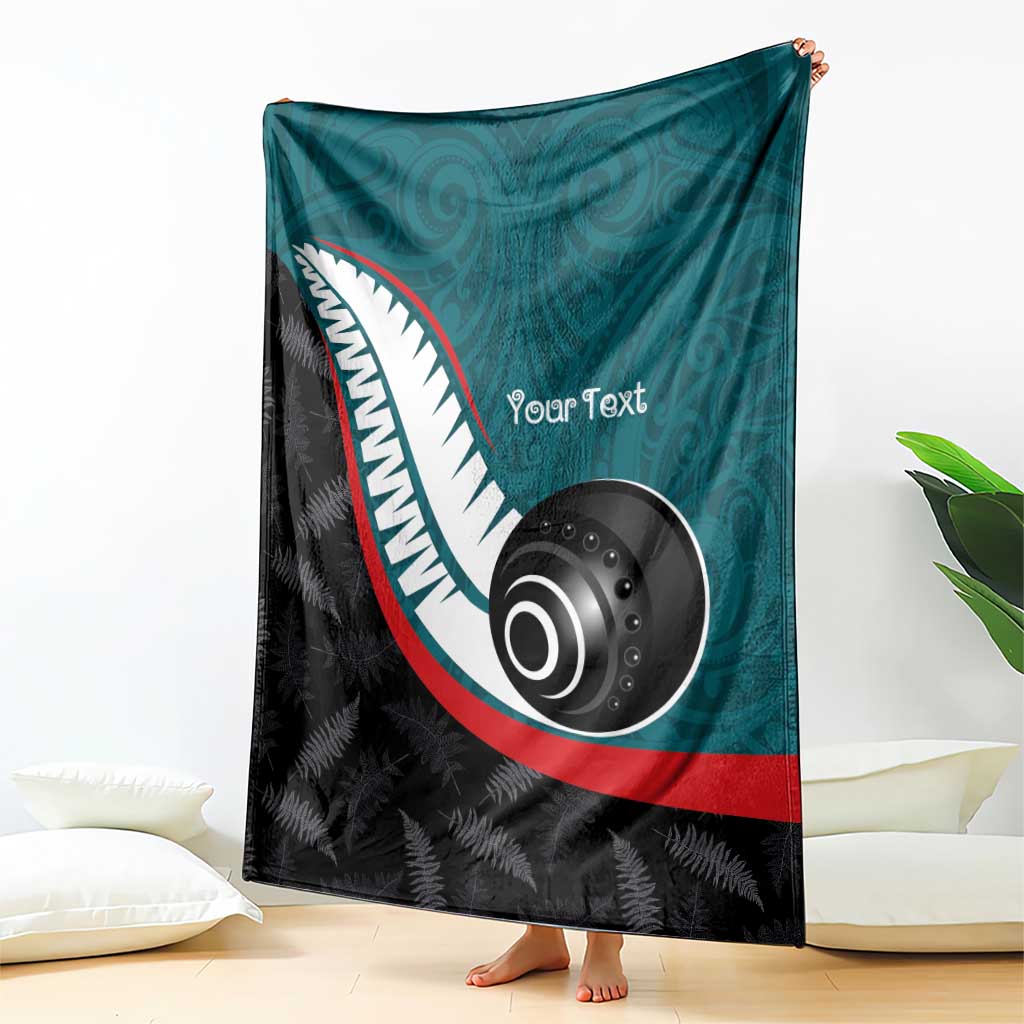 Personalised Aotearoa Lawn Bowls Blanket Maori and Silver Fern Sporty Style Teal Color - Polynesian Pride